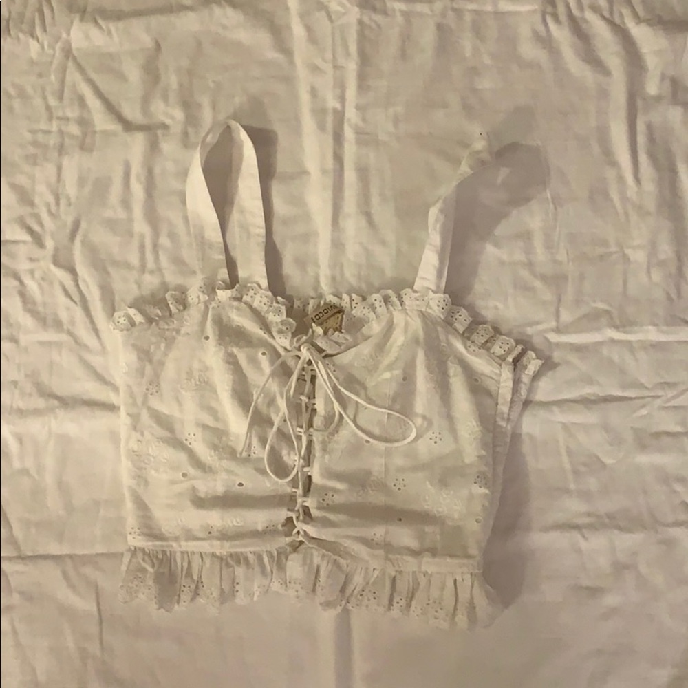White corset-like top